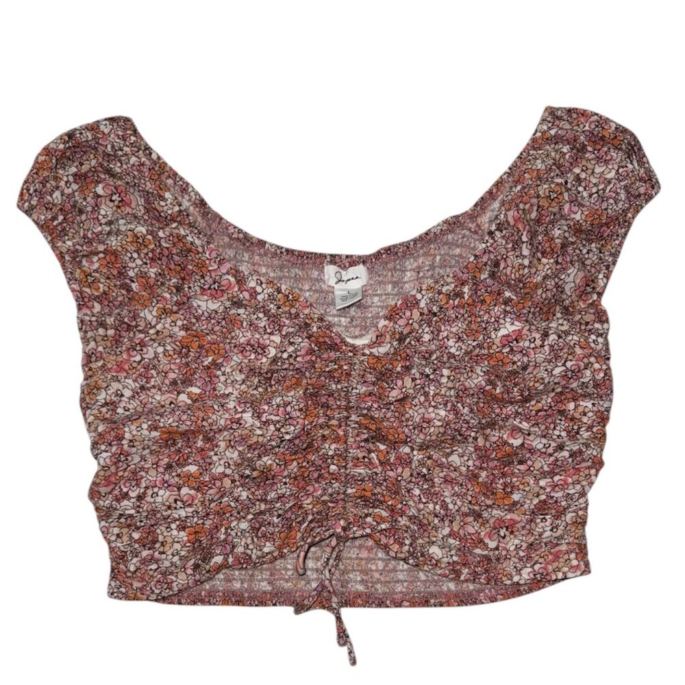 Boho Floral Ruched Smocked Crop Top